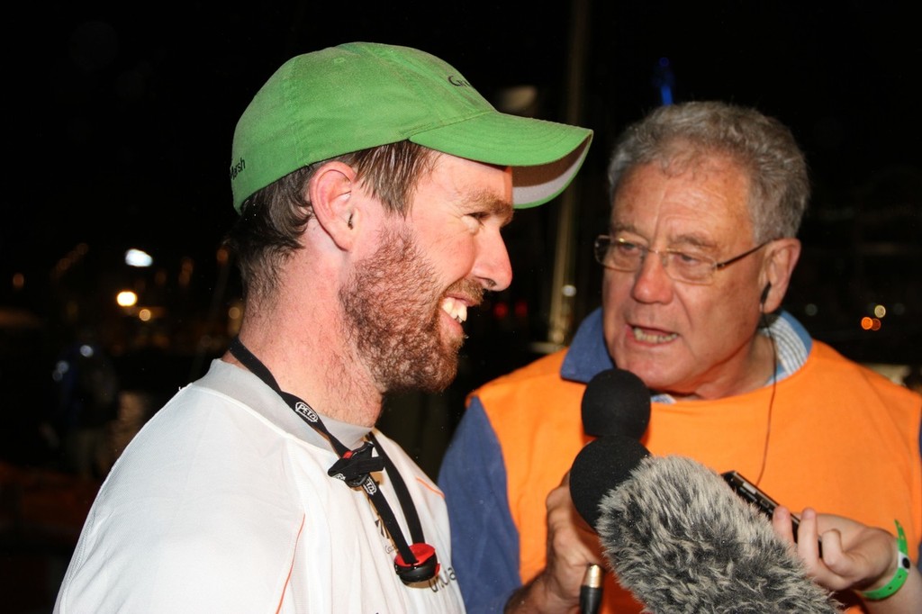 Brad Marsh interviewed after the finish - Volvo Ocean Race, Leg 4 Finish © Richard Gladwell www.photosport.co.nz